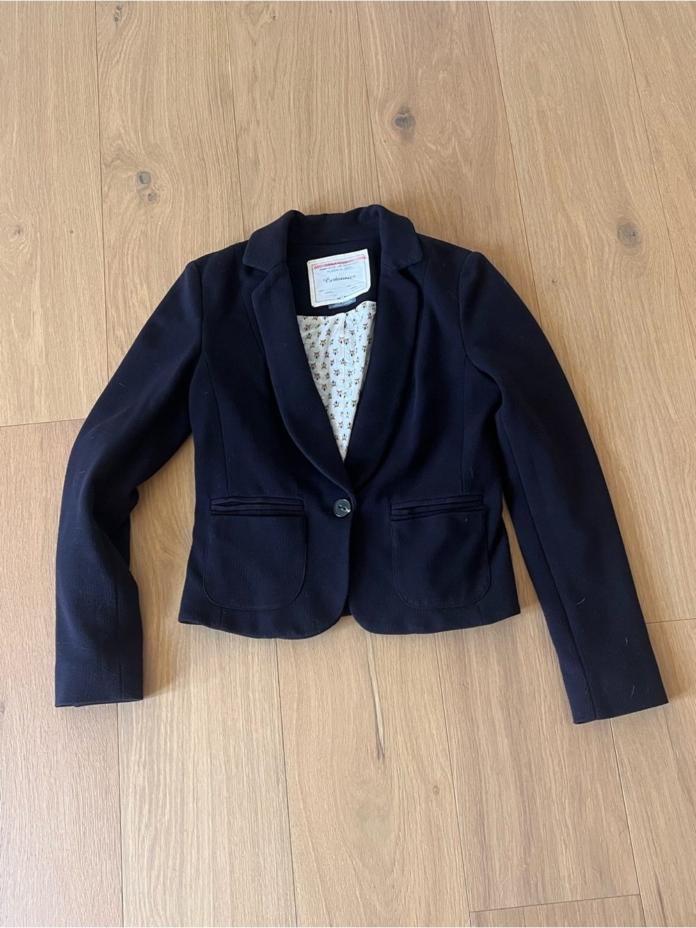 Cartonnier Anthropologie Black Single-Button Women's Knit Blazer 2